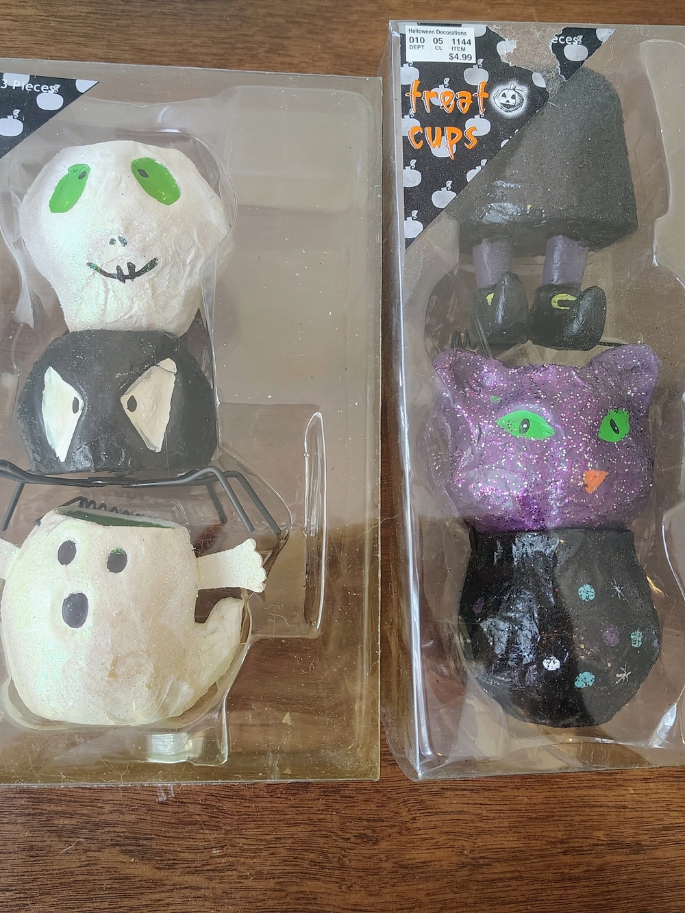 Vintage Paper-mache Style Small Halloween Treat Cups Set